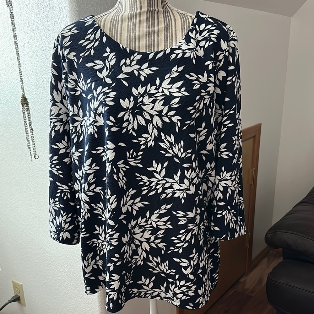 Charter Club Black and White Relaxed Blouse